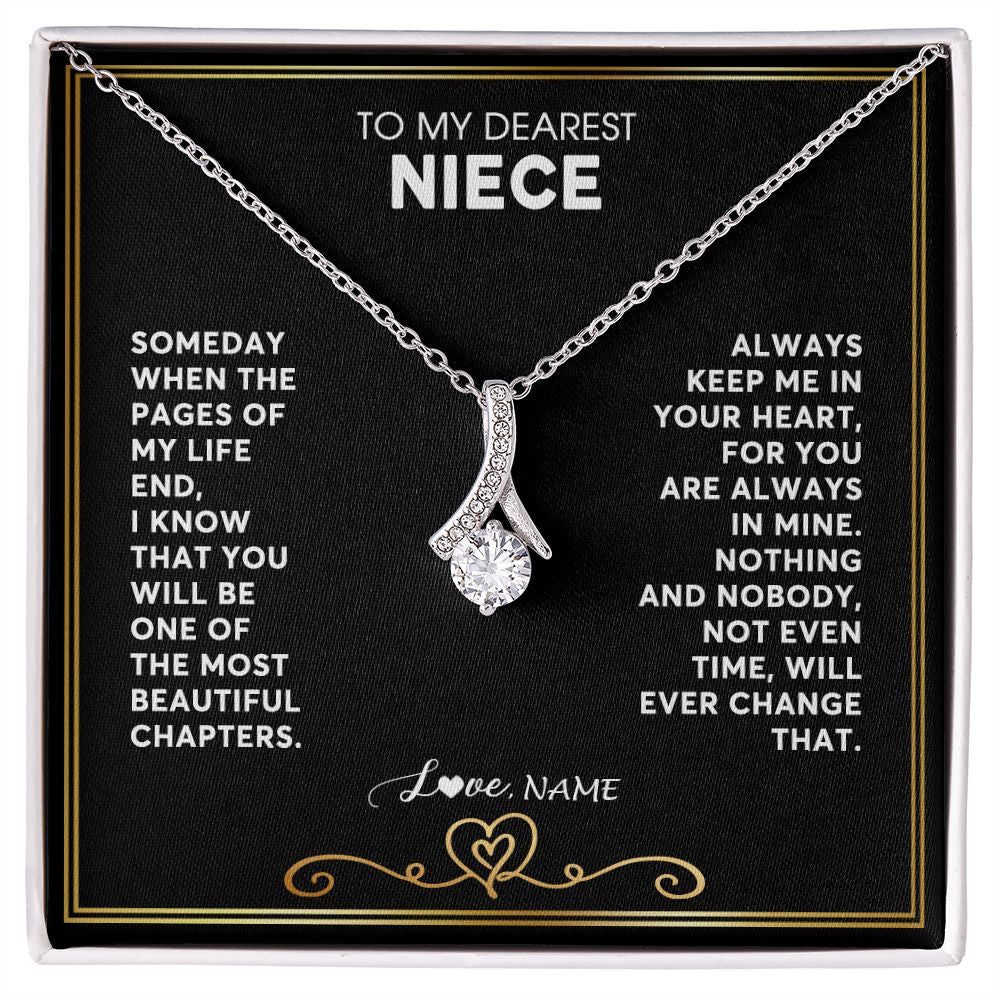 Alluring Beauty Necklace | Personalized To My Niece Necklace From Aunt Uncle When The Pages Of My Life End Niece Birthday Graduation Christmas Pendant Customized Gift Message Card | siriusteestore