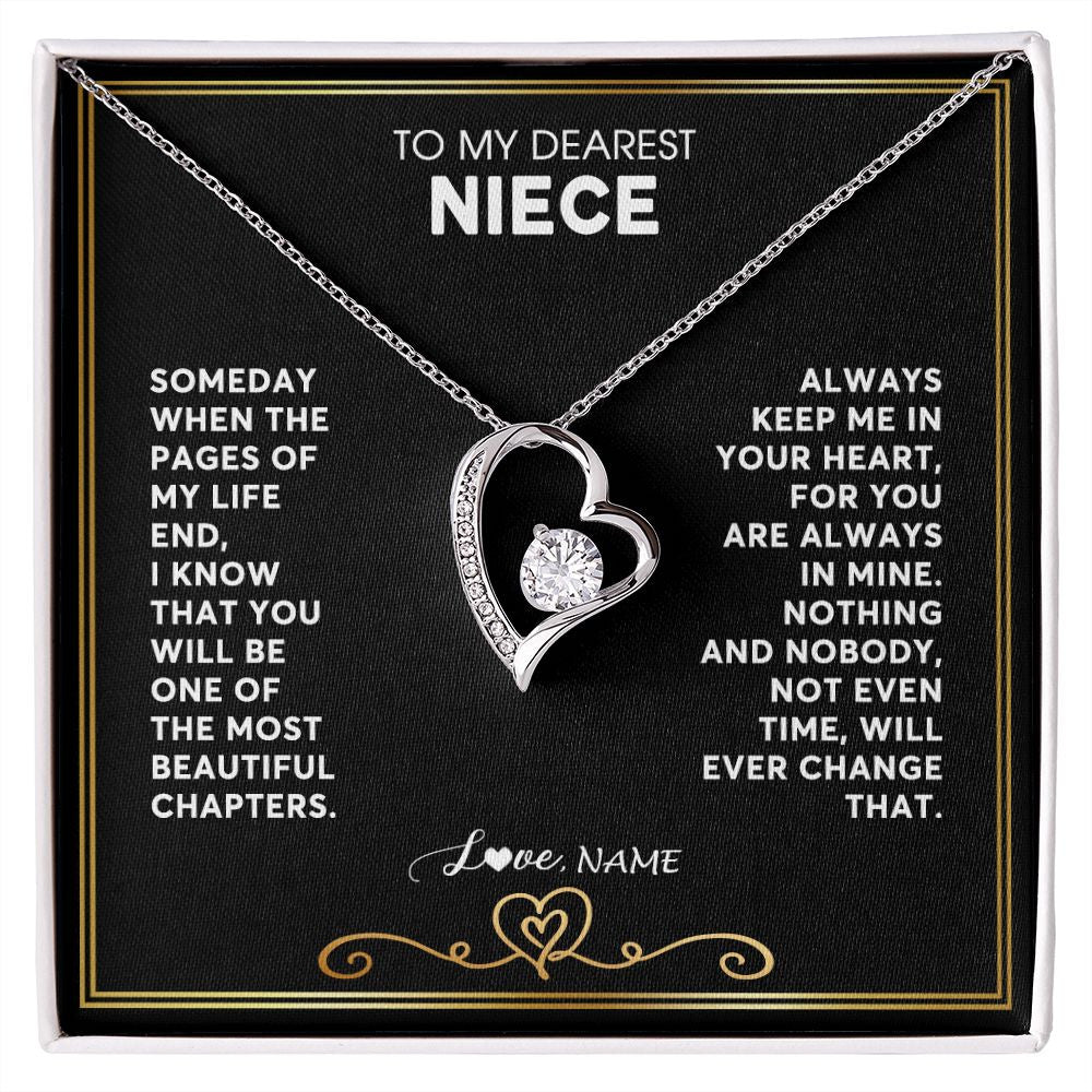 Forever Love Necklace | Personalized To My Niece Necklace From Aunt Uncle When The Pages Of My Life End Niece Birthday Graduation Christmas Pendant Customized Gift Message Card | siriusteestore