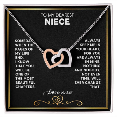 Interlocking Hearts Necklace | Personalized To My Niece Necklace From Aunt Uncle When The Pages Of My Life End Niece Birthday Graduation Christmas Pendant Customized Gift Message Card | siriusteestore