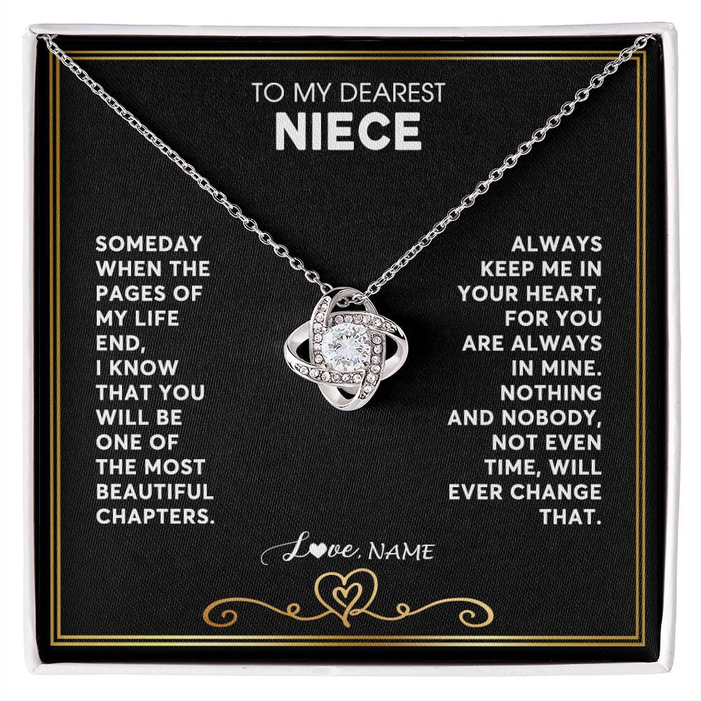 Love Knot Necklace | Personalized To My Niece Necklace From Aunt Uncle When The Pages Of My Life End Niece Birthday Graduation Christmas Pendant Customized Gift Message Card | siriusteestore