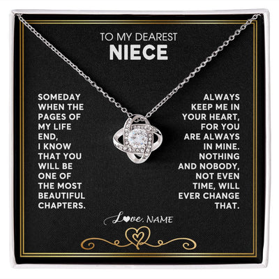 Love Knot Necklace | Personalized To My Niece Necklace From Aunt Uncle When The Pages Of My Life End Niece Birthday Graduation Christmas Pendant Customized Gift Message Card | siriusteestore