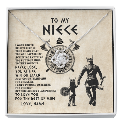 Love Knot Necklace | Personalized To My Niece Necklace From Uncle You Will Never Lose Viking Niece Birthday Graduation Thanksgiving Valentines Christmas Customized Message Card | siriusteestore