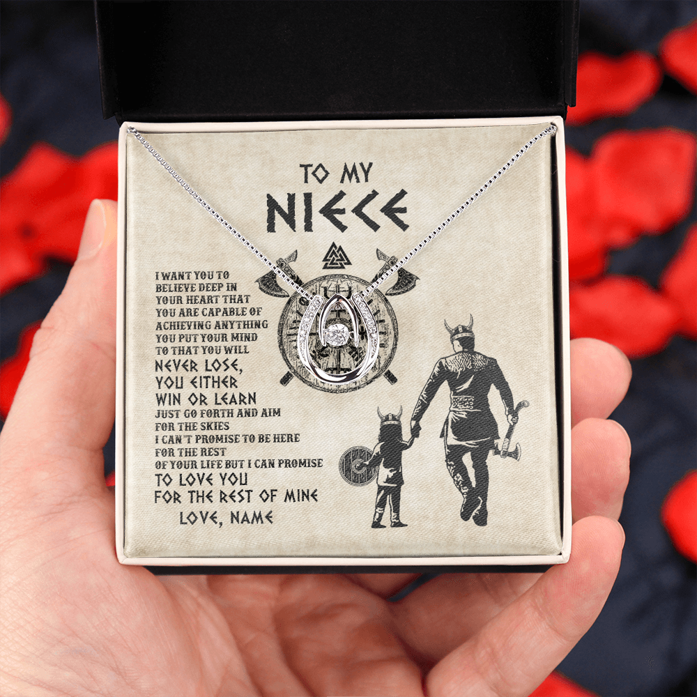 Lucky In Love Necklace | Personalized To My Niece Necklace From Uncle You Will Never Lose Viking Niece Birthday Graduation Thanksgiving Valentines Christmas Customized Message Card | siriusteestore