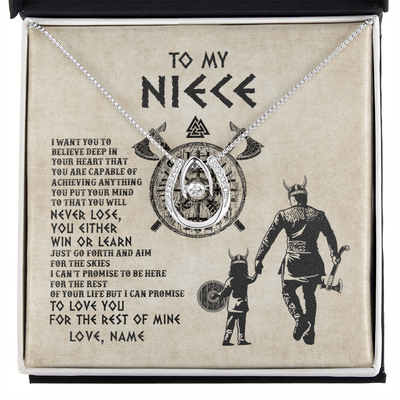Lucky In Love Necklace | Personalized To My Niece Necklace From Uncle You Will Never Lose Viking Niece Birthday Graduation Thanksgiving Valentines Christmas Customized Message Card | siriusteestore