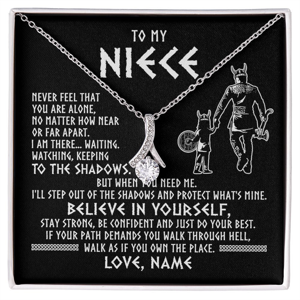 Alluring Beauty Necklace | Personalized To My Niece Necklace Viking Never Feel You Are Alone Scandinavian Runes Viking Niece Birthday Christmas Pendant Customized Gift Box Message Card | siriusteestore