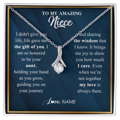 Alluring Beauty Necklace | Personalized To My Niece Necklace from Aunt Life Gave Me The Gift Of You Niece Birthday Graduation Christmas Jewelry Customized Gift Box Message Card | siriusteestore
