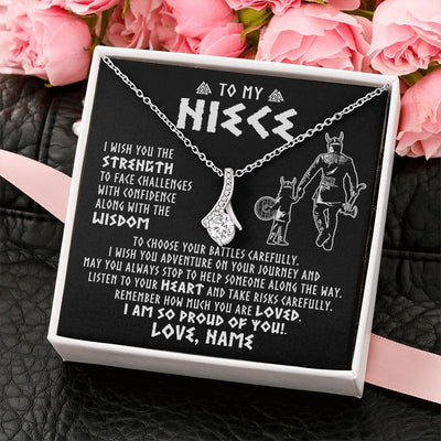 Alluring Beauty Necklace | Personalized To My Niece Viking Necklace From Uncle I Am So Proud Of You Runes Viking Niece Birthday Christmas Customized Gift Box Message Card | siriusteestore