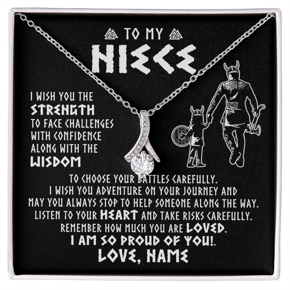 Alluring Beauty Necklace | Personalized To My Niece Viking Necklace From Uncle I Am So Proud Of You Runes Viking Niece Birthday Christmas Customized Gift Box Message Card | siriusteestore