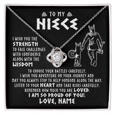 Love Knot Necklace | Personalized To My Niece Viking Necklace From Uncle I Am So Proud Of You Runes Viking Niece Birthday Christmas Customized Gift Box Message Card | siriusteestore