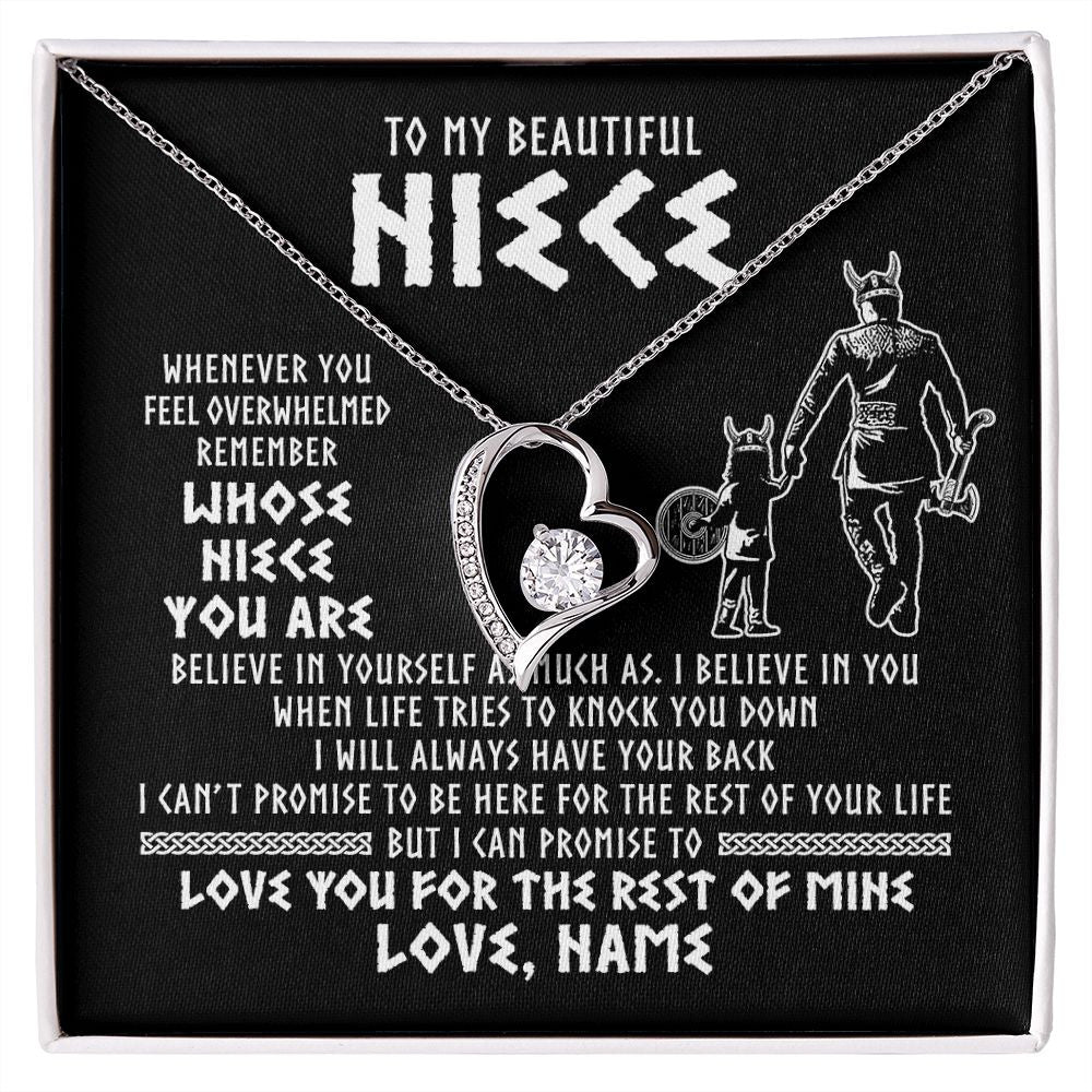 Forever Love Necklace | Personalized To My Niece Viking Necklace From Uncle Whenever You Feel Overwhelmed Niece Birthday Christmas Jewelry Customized Gift Message Card | siriusteestore