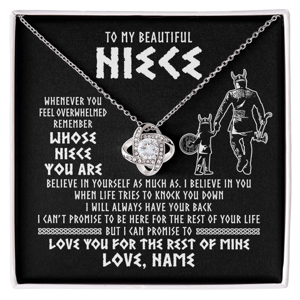 Love Knot Necklace | Personalized To My Niece Viking Necklace From Uncle Whenever You Feel Overwhelmed Niece Birthday Christmas Jewelry Customized Gift Message Card | siriusteestore