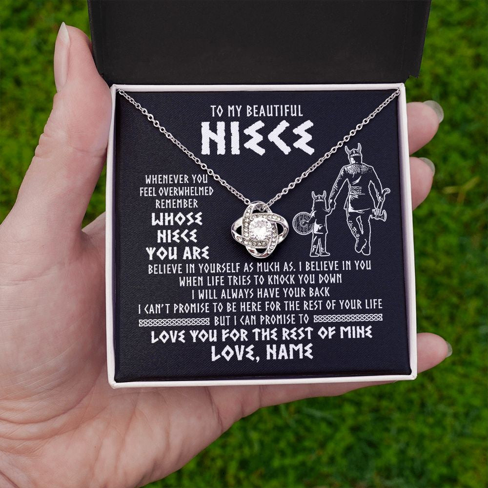 Love Knot Necklace | Personalized To My Niece Viking Necklace From Uncle Whenever You Feel Overwhelmed Niece Birthday Christmas Jewelry Customized Gift Message Card | siriusteestore