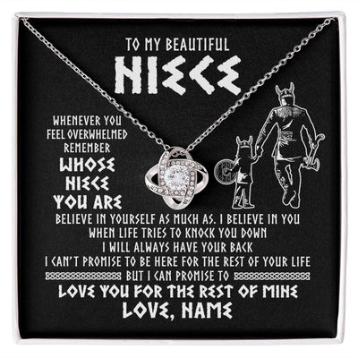 Love Knot Necklace | Personalized To My Niece Viking Necklace From Uncle Whenever You Feel Overwhelmed Niece Birthday Christmas Jewelry Customized Gift Message Card | siriusteestore