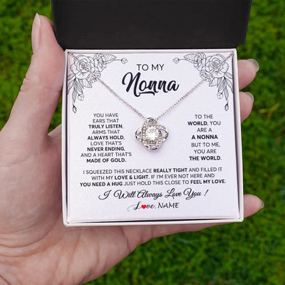 Love Knot Necklace | Personalized To My Nonna Necklace From Grandkids Granddaughter Hold This Close Feel My Love Nonna Birthday Mothers Day Jewelry Customized Gift Box Message Card | siriusteestore