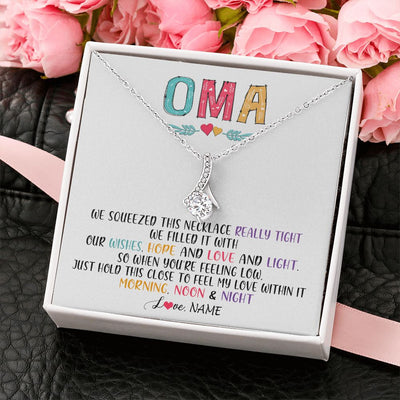 Alluring Beauty Necklace | Personalized To My Oma Necklace From Grandkids Granddaughter We Squeezed This Necklace Oma Birthday Mothers Day Christmas Customized Gift Box Message Card | siriusteestore