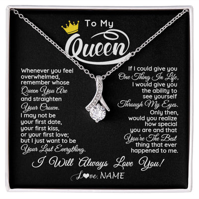 Alluring Beauty Necklace | Personalized To My Queen Necklace From Husband Whenever You Feel Overwhelmed Wife Soulmate Valentines Day Birthday Christmas Customized Gift Box Message Card | siriusteestore