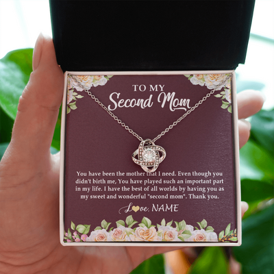 Love Knot Necklace | Personalized To My Second Mom Necklace Sweet Wonderful Mother In Law Stepmother Stepmom Jewelry Birthday Mothers Day Christmas Customized Gift Box Message Card | siriusteestore