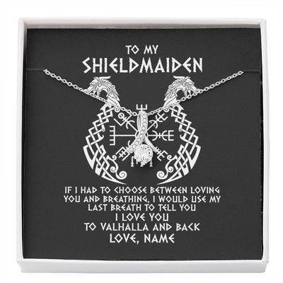 Alluring Beauty Necklace | Personalized To My Shieldmaiden Necklace From Viking I Love You For Wife From Husband Girlfriend From Boyfriend Birthday Valentines Day Customized Message Card | siriusteestore