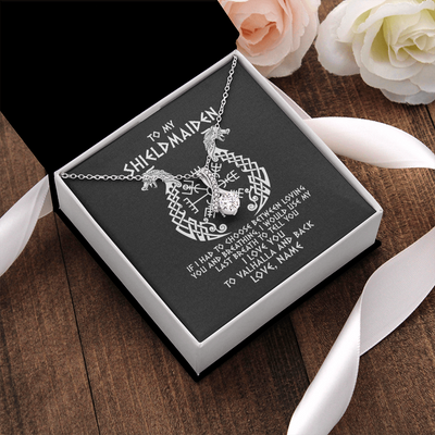 Alluring Beauty Necklace | Personalized To My Shieldmaiden Necklace From Viking I Love You For Wife From Husband Girlfriend From Boyfriend Birthday Valentines Day Customized Message Card | siriusteestore
