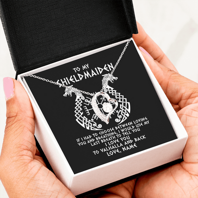 Forever Love Necklace | Personalized To My Shieldmaiden Necklace From Viking I Love You For Wife From Husband Girlfriend From Boyfriend Birthday Valentines Day Customized Message Card | siriusteestore