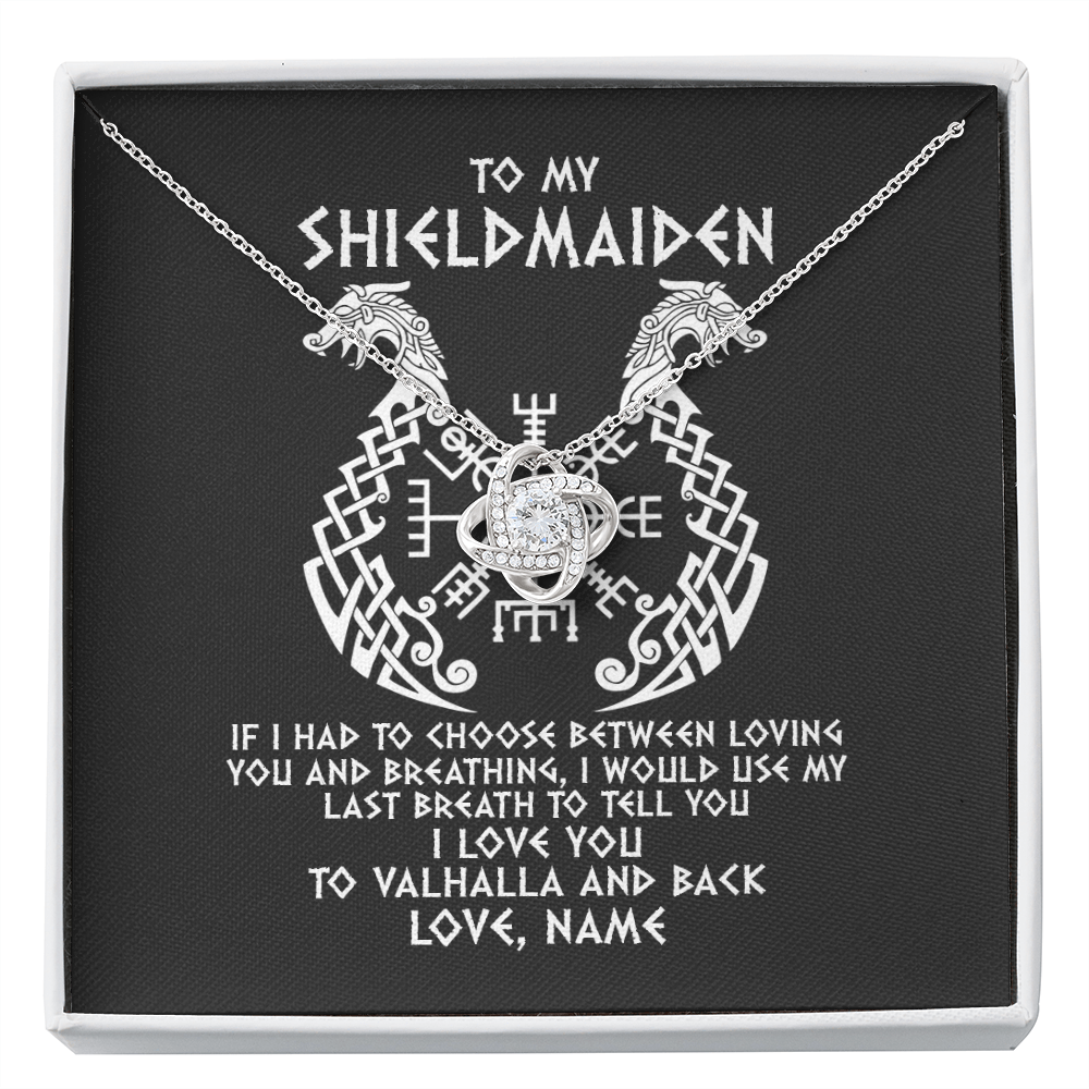 Love Knot Necklace | Personalized To My Shieldmaiden Necklace From Viking I Love You For Wife From Husband Girlfriend From Boyfriend Birthday Valentines Day Customized Message Card | siriusteestore