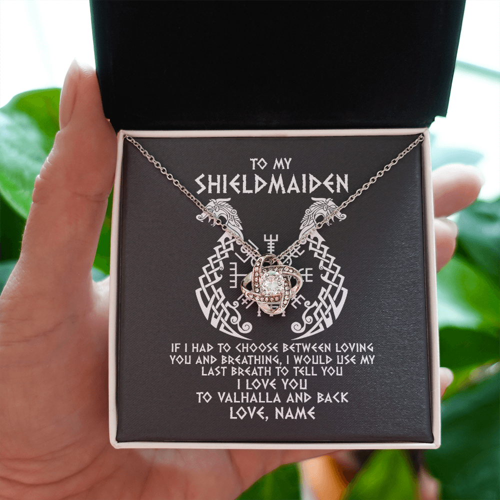 Love Knot Necklace | Personalized To My Shieldmaiden Necklace From Viking I Love You For Wife From Husband Girlfriend From Boyfriend Birthday Valentines Day Customized Message Card | siriusteestore