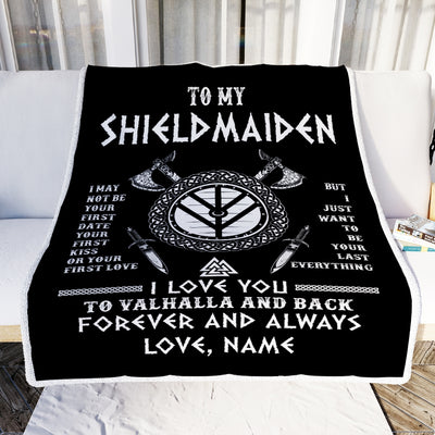 Personalized To My Shieldmaiden Viking Blanket I Love You To Valhalla And Back Wife Girlfriend Women Birthday Anniversary Customized Fleece Throw Blanket | siriusteestore