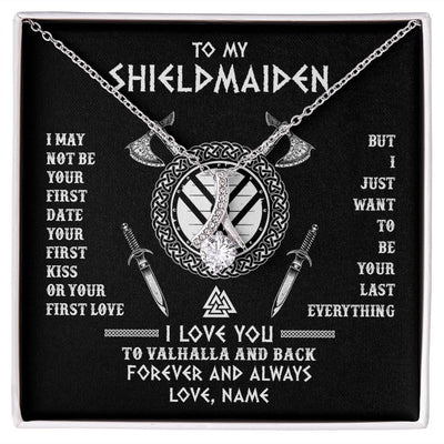 Alluring Beauty Necklace | Personalized To My Shieldmaiden Viking Necklace I Love You To Valhalla And Back Wife Girlfriend Women Birthday Anniversary Customized Gift Box Message Card | siriusteestore