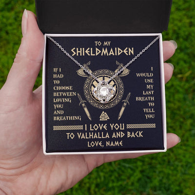 Love Knot Necklace | Personalized To My Shieldmaiden Viking Necklace Wife From Husband I Love You To Valhalla Soulmate Girlfriend Birthday Anniversary Customized Gift Box Message Card | siriusteestore