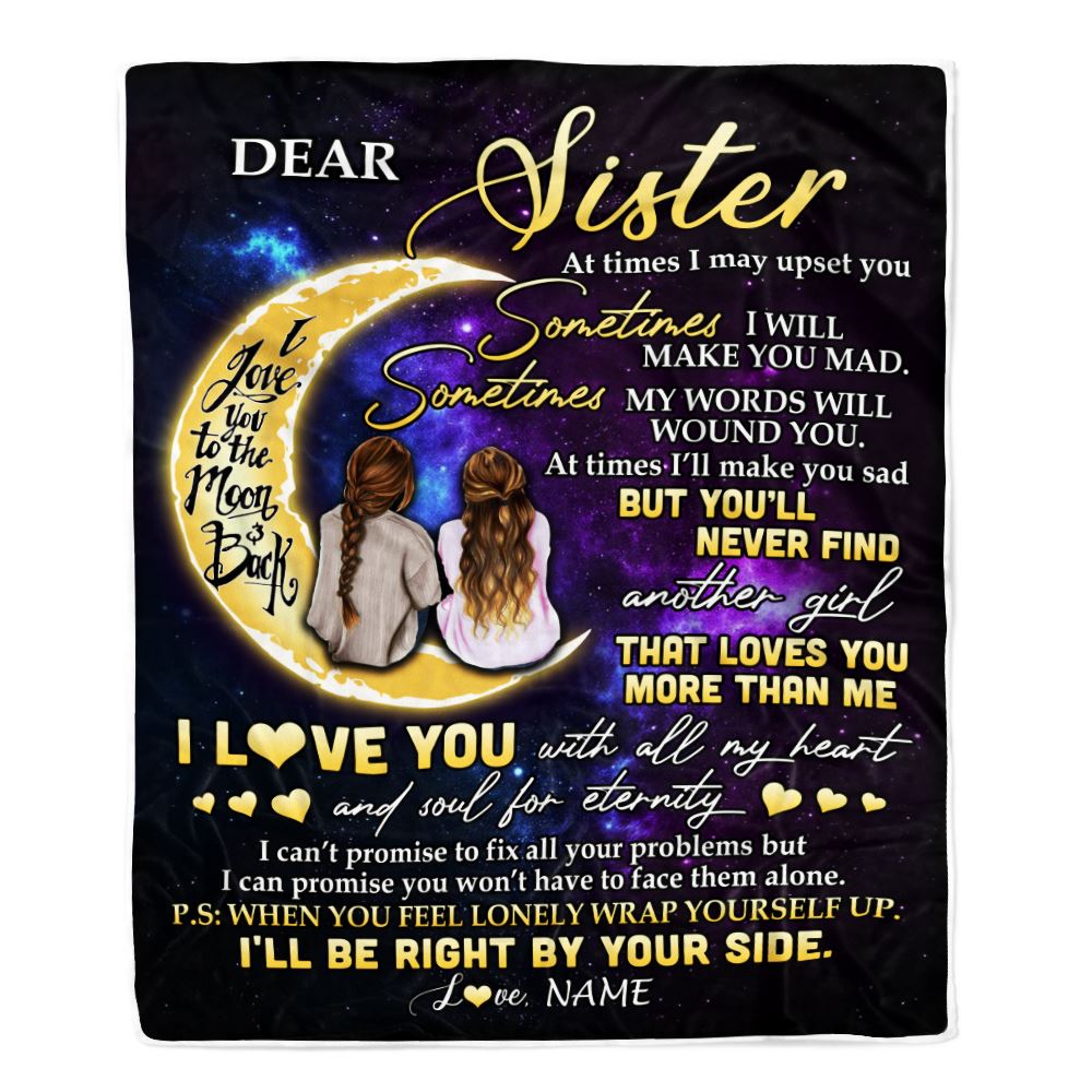 Personalized To My Sister Blanket From Sister I Love You With All My Heart Soul Sister Birthday Christmas Graduation Customized Bed Fleece Throw Blanket | siriusteestore