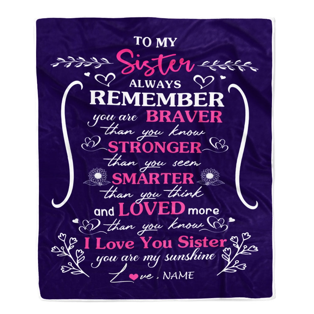 Personalized To My Sister Blanket From Sister Purple I Love You Sister Birthday Christmas Gift Customized Bed Quilt Fleece Throw Blanket | siriusteestore