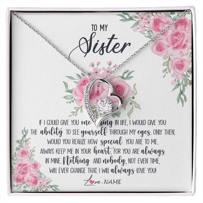 Forever Love Necklace | Personalized To My Sister Necklace From Brother I Will Always Love You Sister Birthday Graduation Christmas Pendant Jewelry Customized Gift Box Message Card | siriusteestore