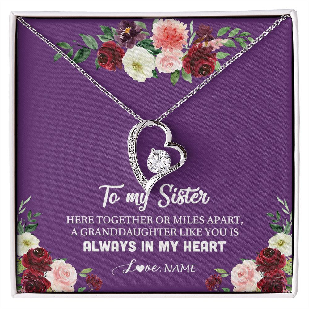 Forever Love Necklace | Personalized To My Sister Necklace From Brother Sisster Love You Is Always In My Heart Sister Birthday Christmas Jewelry Customized Gift Box Message Card | siriusteestore