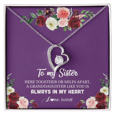 Forever Love Necklace | Personalized To My Sister Necklace From Brother Sisster Love You Is Always In My Heart Sister Birthday Christmas Jewelry Customized Gift Box Message Card | siriusteestore