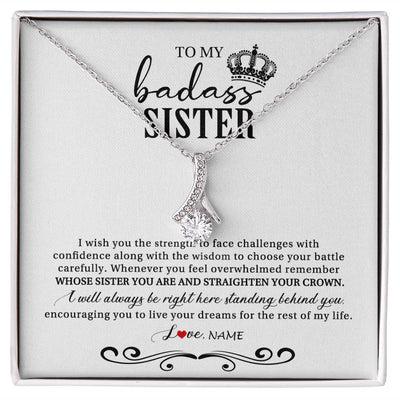 Alluring Beauty Necklace | Personalized To My Sister Necklace From Brother Sister Wish You The Strength Sister Birthday Christmas Graduation Jewelry Customized Gift Box Message Card | siriusteestore