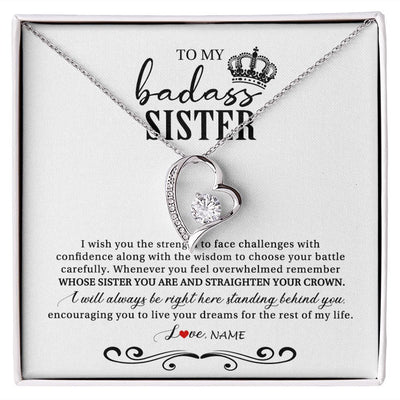 Forever Love Necklace | Personalized To My Sister Necklace From Brother Sister Wish You The Strength Sister Birthday Christmas Graduation Jewelry Customized Gift Box Message Card | siriusteestore