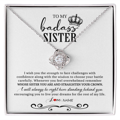 Love Knot Necklace | Personalized To My Sister Necklace From Brother Sister Wish You The Strength Sister Birthday Christmas Graduation Jewelry Customized Gift Box Message Card | siriusteestore