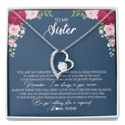 Forever Love Necklace | Personalized To My Sister Necklace From Brother Sister You Are My Greatest Gift Sister Birthday Christmas Customized Jewelry Gift Box Message Card | siriusteestore