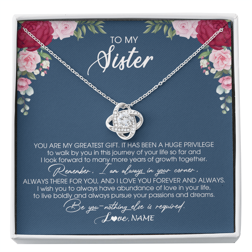 Love Knot Necklace | Personalized To My Sister Necklace From Brother Sister You Are My Greatest Gift Sister Birthday Christmas Customized Jewelry Gift Box Message Card | siriusteestore