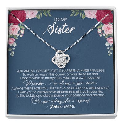 Love Knot Necklace | Personalized To My Sister Necklace From Brother Sister You Are My Greatest Gift Sister Birthday Christmas Customized Jewelry Gift Box Message Card | siriusteestore