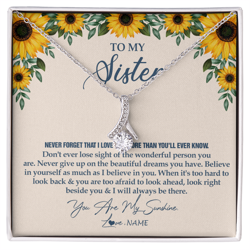 Alluring Beauty Necklace | Personalized To My Sister Necklace From Brother Sunflower You Are My Sunshine Sister Jewelry Graduation Birthday Christmas Customized Gift Box Message Card | siriusteestore