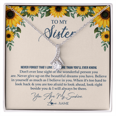 Alluring Beauty Necklace | Personalized To My Sister Necklace From Brother Sunflower You Are My Sunshine Sister Jewelry Graduation Birthday Christmas Customized Gift Box Message Card | siriusteestore