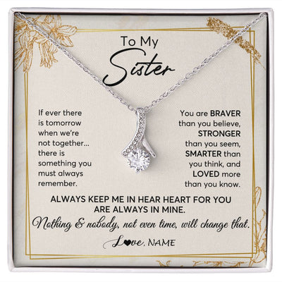 Alluring Beauty Necklace | Personalized To My Sister Necklace From Sister Brother Always Keep Me In Your Heart Sister Birthday Graduation Christmas Customized Gift Box Message Card | siriusteestore