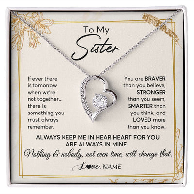 Forever Love Necklace | Personalized To My Sister Necklace From Sister Brother Always Keep Me In Your Heart Sister Birthday Graduation Christmas Customized Gift Box Message Card | siriusteestore