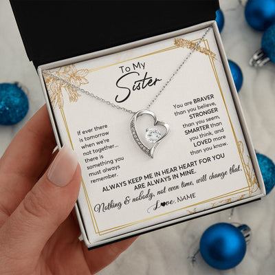 Forever Love Necklace | Personalized To My Sister Necklace From Sister Brother Always Keep Me In Your Heart Sister Birthday Graduation Christmas Customized Gift Box Message Card | siriusteestore