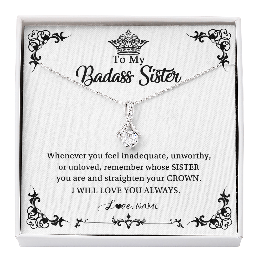 Alluring Beauty Necklace | Personalized To My Sister Necklace From Sister Brother I Will Love You Always Sister Pendant Jewelry Birthday Graduation Christmas Customized Message Card | siriusteestore