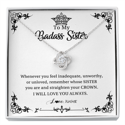 Love Knot Necklace | Personalized To My Sister Necklace From Sister Brother I Will Love You Always Sister Pendant Jewelry Birthday Graduation Christmas Customized Message Card | siriusteestore