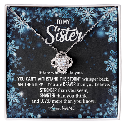 Love Knot Necklace | Personalized To My Sister Necklace From Sister Brother Whisper Back I Am The Storm Sister Pendant Jewelry Birthday Graduation Christmas Customized Message Card | siriusteestore