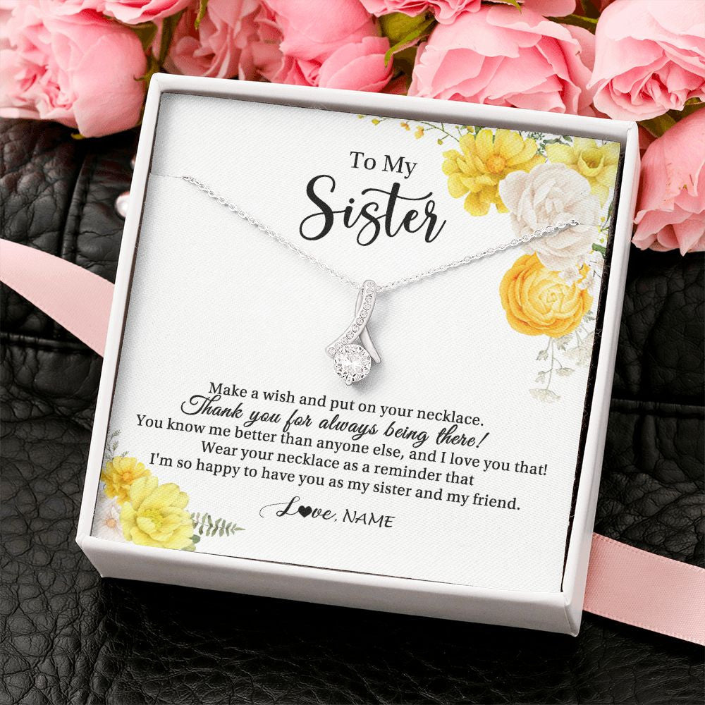 Alluring Beauty Necklace | Personalized To My Sister Necklace From Sister My Friend Unbiological Sister Soul Sister Birthday Christmas Graduation Jewelry Customized Gift Box Message Card | siriusteestore