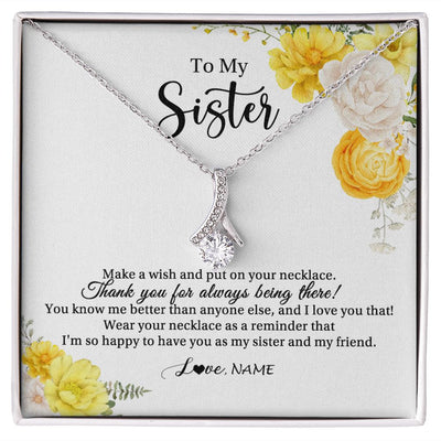 Alluring Beauty Necklace | Personalized To My Sister Necklace From Sister My Friend Unbiological Sister Soul Sister Birthday Christmas Graduation Jewelry Customized Gift Box Message Card | siriusteestore